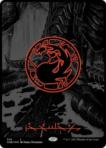 Image for Mountain (Phyrexian) - Full Art (Oil Slick Raised Foil) (368) - Magic: The Gathering