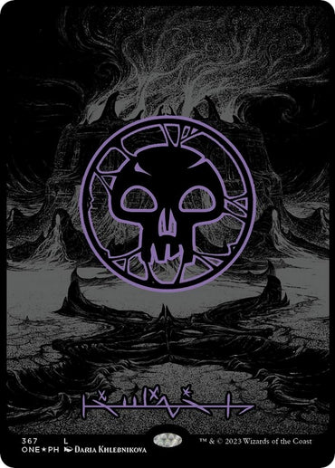 Image for Swamp (Phyrexian) - Full Art (Oil Slick Raised Foil) (367) - Magic: The Gathering