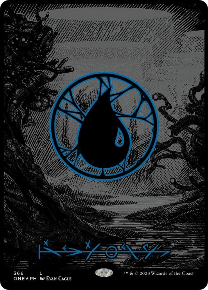 Image for Island (Phyrexian) - Full Art (Oil Slick Raised Foil) (366) - Magic: The Gathering