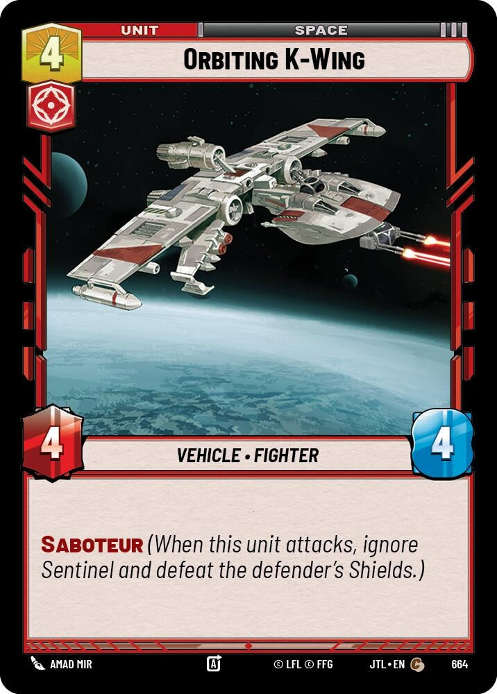 Image for Orbiting K-Wing (Foil) (664) - Star Wars: Unlimited