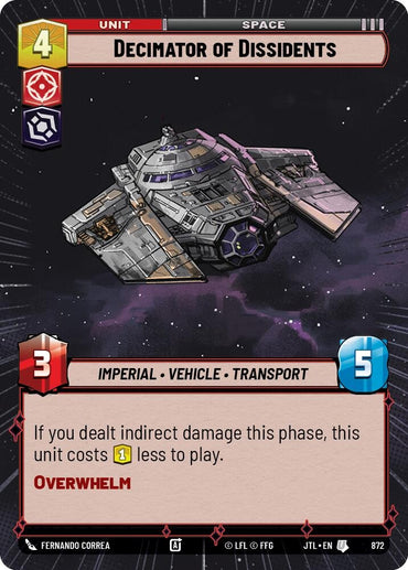 Image for Decimator of Dissidents (Hyperspace Foil) (872) - Star Wars: Unlimited