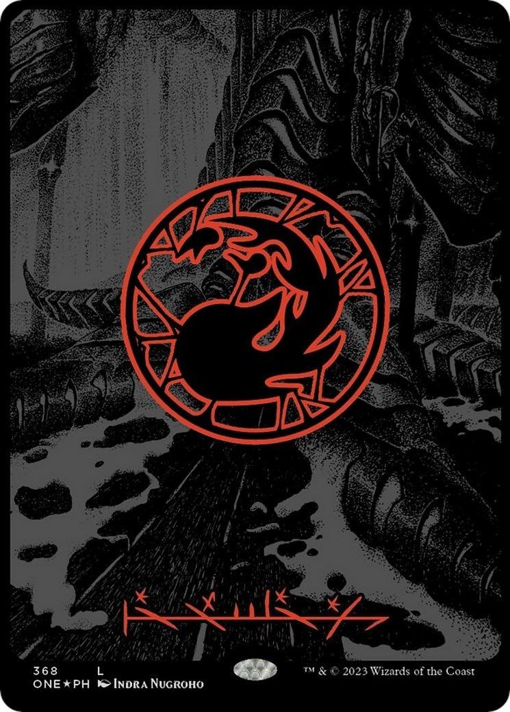 Image for Mountain (Phyrexian) - Full Art (Oil Slick Raised Foil) (368) - Magic: The Gathering