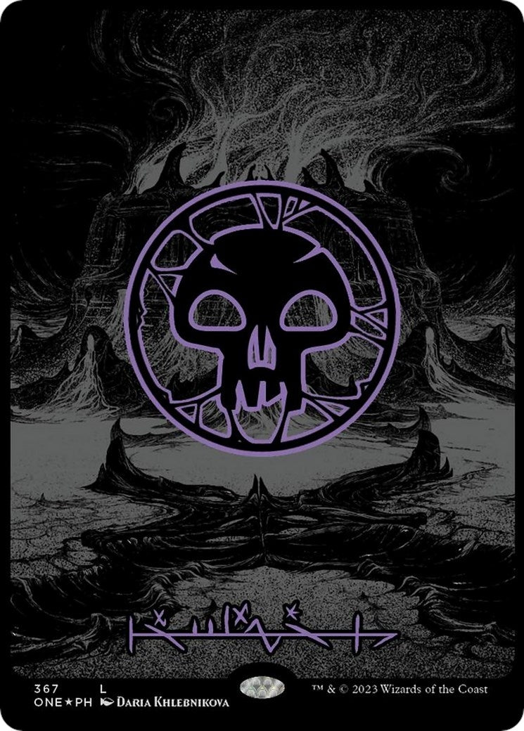 Image for Swamp (Phyrexian) - Full Art (Oil Slick Raised Foil) (367) - Magic: The Gathering