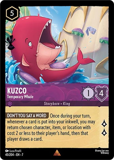 Image for Kuzco - Temporary Whale (45/204) - Disney Lorcana