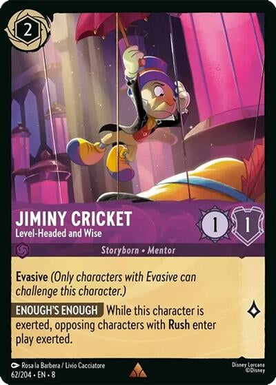 Image for Jiminy Cricket - Level-Headed and Wise (62/204) - Disney Lorcana