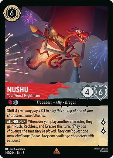 Image for Mushu - Your Worst Nightmare (142/204) - Disney Lorcana